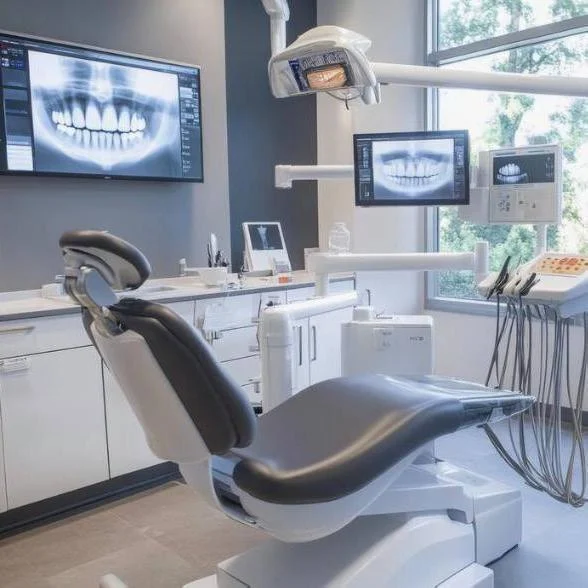 The pristine, welcoming, and high-tech interior of the Gentle Care Dental office, designed for optimal patient comfort